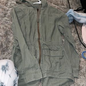 Maurices olive green army jacket pinch waist size small